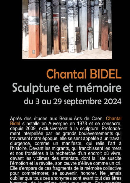 Exposition Chantelle Les Arts : Chantal Bidel, Sculpture et Mémoire